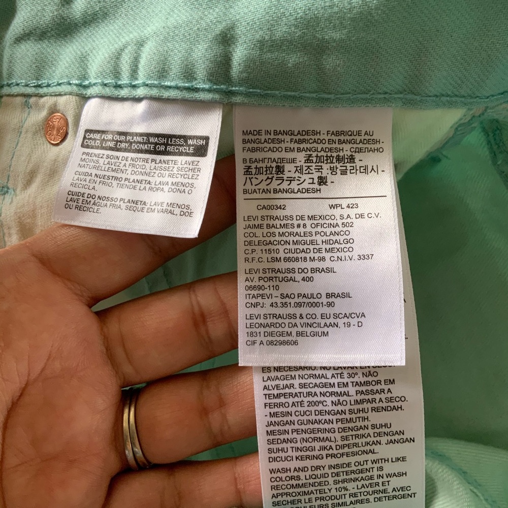 LEVI’S pastel mint 501 jeans shorts mid rise W27 - Picture 10 of 12